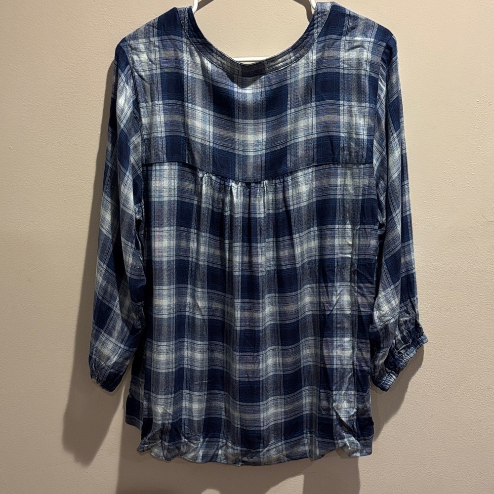 Wrangler Blue Plaid Blouse - Picture 7 of 7